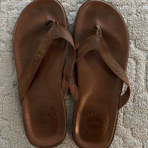 UGG Brown Leather Flip Flop Sandals - Men’s Size 13